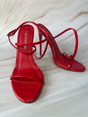 Onlymaker Red Patent Strappy Stiletto High Heels Size 7